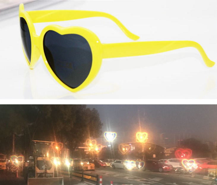 Lunettes de Soleil à Effets Spéciaux 3D en forme de Cœur