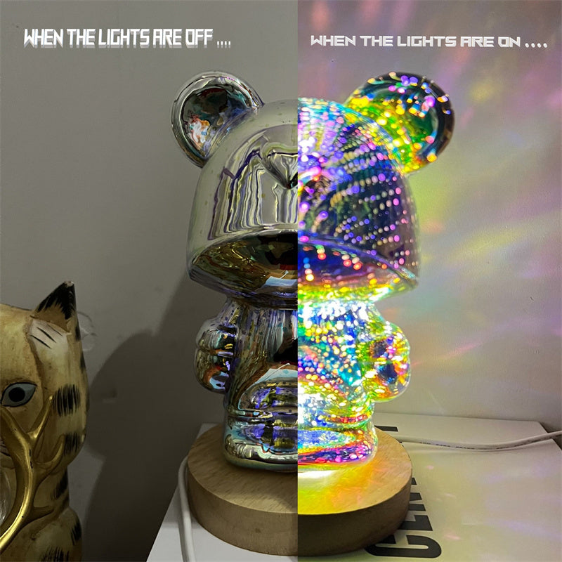 Lampe de table 3D, veilleuse et décoration en forme d’ours lumineux