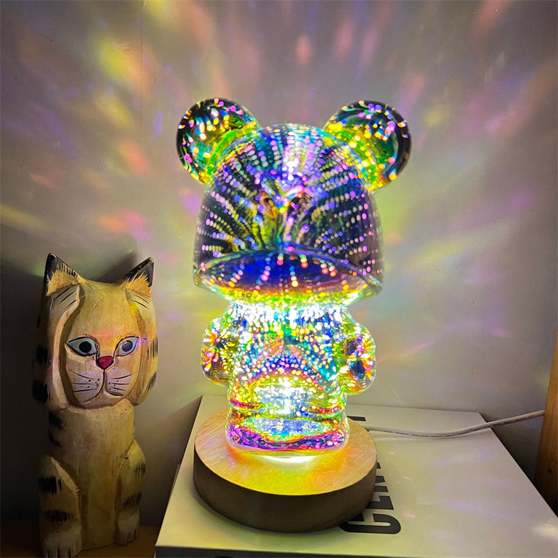 Lampe de table 3D, veilleuse et décoration en forme d’ours lumineux